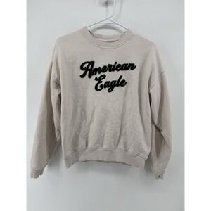 AMERICAN EAGLE WOMENS CREAM GREEN CREW NECK SWEATSHIRT XS
